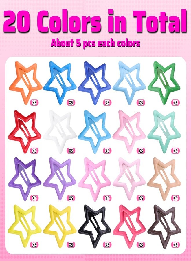 Tinkrstuff 100 PCS Colorful Hair Clips, 1.18 Inch Y2K Accessories Star Hair Clips, Non-Slip Snap Small Star Colorful Barrettes Accessories for Girls Women, Fashion Cool Ornament Set for Rave Decor - Image 3